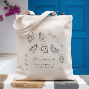 Bolsa Tote Champanhe Desenhado à Mão e Favor de Casamento de