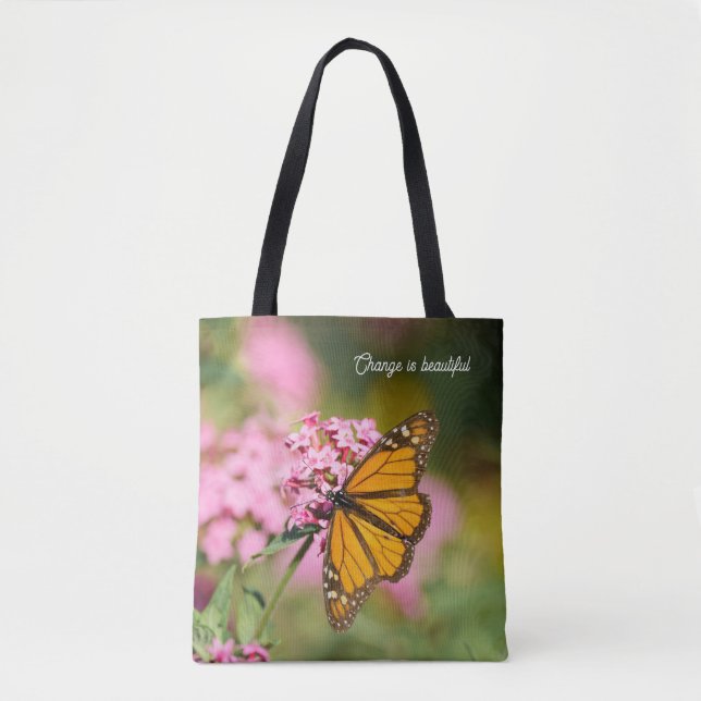Bolsa Tote Change is Beautiful Monarch Butterfly Inspiration (Frente)