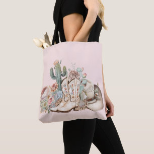 Bolsa Tote Chapéu de cowboy bota cowboy do deserto do Boho