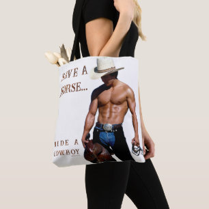 Bolsa Tote Chapéu de cowboy de palha salva cavalo do Slippery
