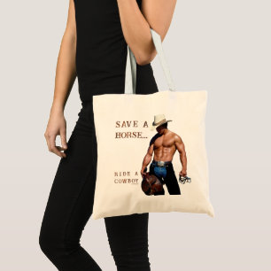 Bolsa Tote Chapéu de cowboy de palha save horse SlipperyJoe's