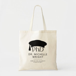 Bolsa Tote Chapéu de Doutorado Personalizado PhD Formatura