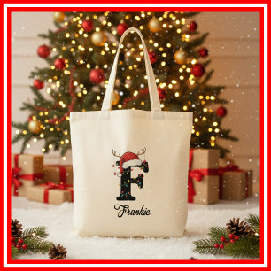 Bolsa Tote Chapéu de Papai Noel com Galhada de Natal da Famíl