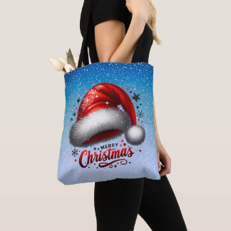 Bolsa Tote Chapéu de Papai Noel Escarlate com Brilho