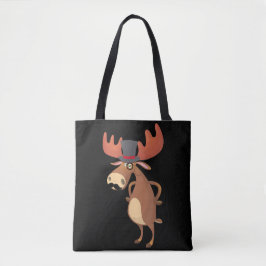 Bolsa Tote Chapéu de Renas Engraçado Bigode Amante de Animais