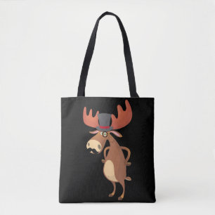 Bolsa Tote Chapéu de Renas Engraçado Bigode Amante de Animais
