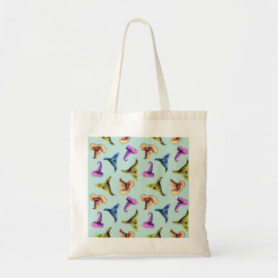 Bolsa Tote Chapéus antigos de aquarela: fundo azul.