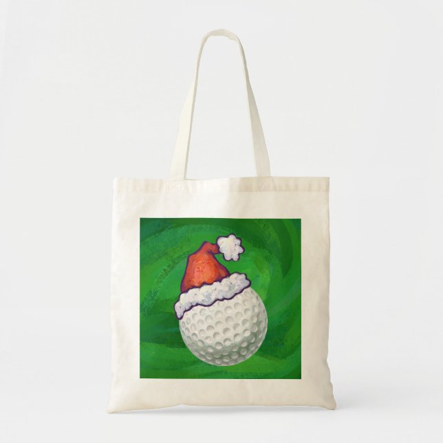 Bolsa Tote Chapéus de Natal de Golf Ball (Frente)