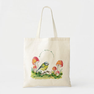 Bolsa Tote Chapim-azul e Fungo Amanita em uma Clareira da Flo