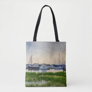 Bolsa Tote Charleston Harbor Boats Sunset
