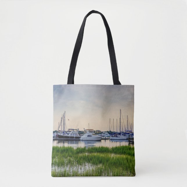 Bolsa Tote Charleston Harbor Boats Sunset (Frente)