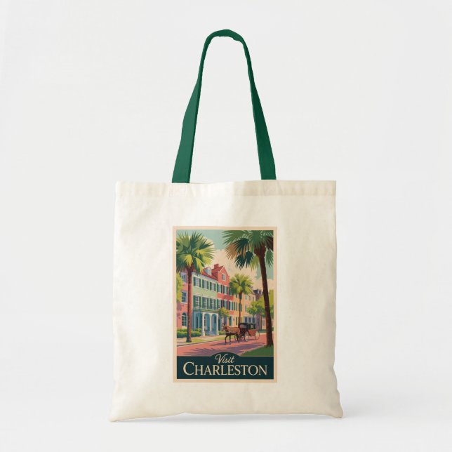 Bolsa Tote Charleston South Carolina Illustration Viagem Art (Frente)