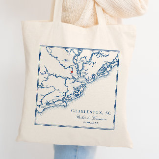 Bolsa Tote Charleston South Carolina Marinho Blue Wedding