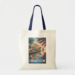 Bolsa Tote Charleston South Carolina Waterfront Illustration
