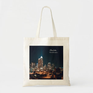 Bolsa Tote Charlotte North Carolina City Skyline Night