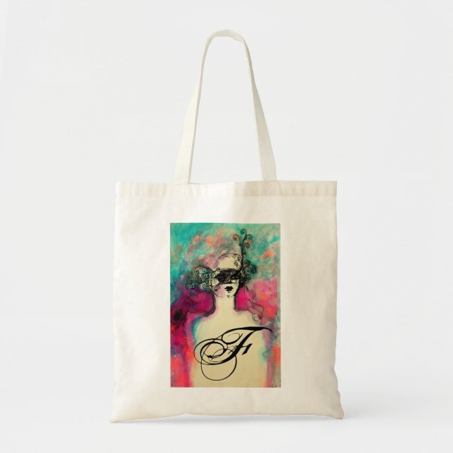 Bolsa Tote CHARM MONOGRAM / Misteriosa beleza com máscara (Frente)
