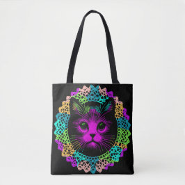 Bolsa Tote Charmante Katze im Spitzenmuster