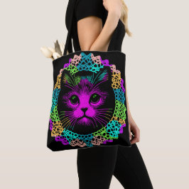 Bolsa Tote Charmante Katze im Spitzenmuster