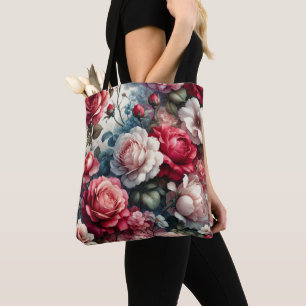 Bolsa Tote Charme Floral Rosa Atemporal