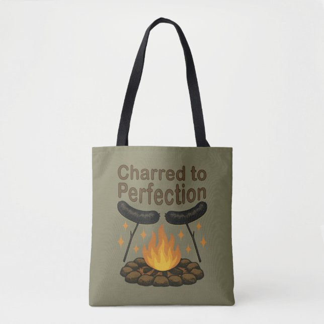 Bolsa Tote Charred to Perfecny Campfire Hot Dog (Frente)