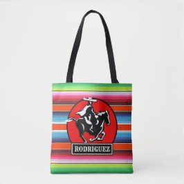 Bolsa Tote Charro Horse, nome personalizado, sérvia mexicana 