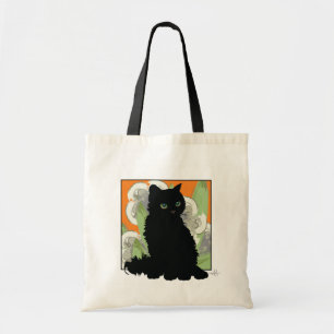 Bolsa Tote Chat Noir et Fleurs Blanches de Printemps