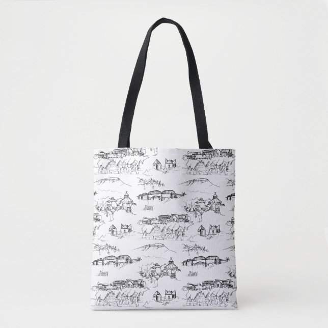 Bolsa Tote Chattanooga Toile preto e branco (Frente)