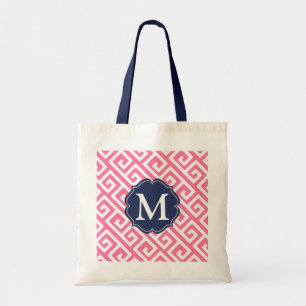 Bolsa Tote Chave grega cor-de-rosa elegante personalizada