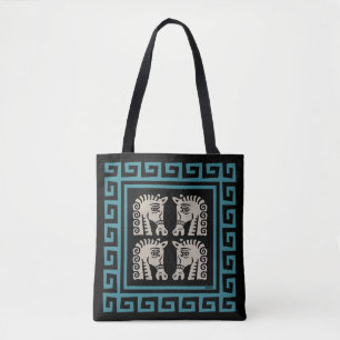 Bolsa Tote Chave grega de meio século com cavalos