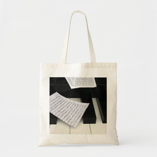 Bolsa Tote Chaves de piano com música (Frente)