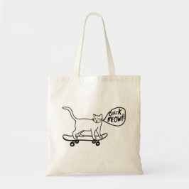 Bolsa Tote Check Meowt Punny Skateboard Cat Black White