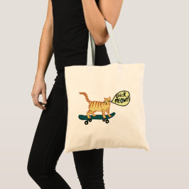 Bolsa Tote Check Meowt Punny Skateboard Tabby Cat