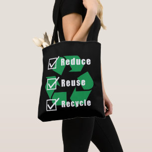 Bolsa Tote Checklist para o ambientalismo Reduzir Reciclar de