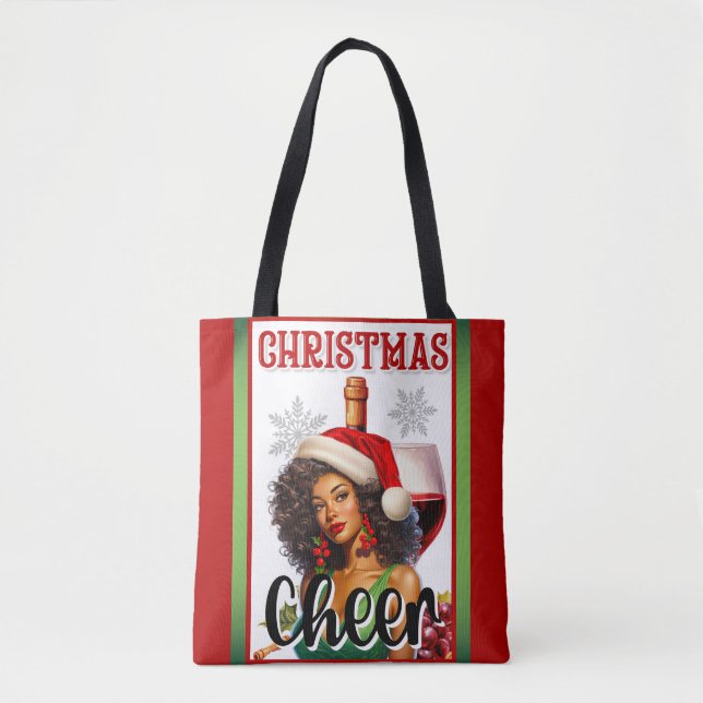 Bolsa Tote Cheer de Natal Retrô Pin-up (Frente)
