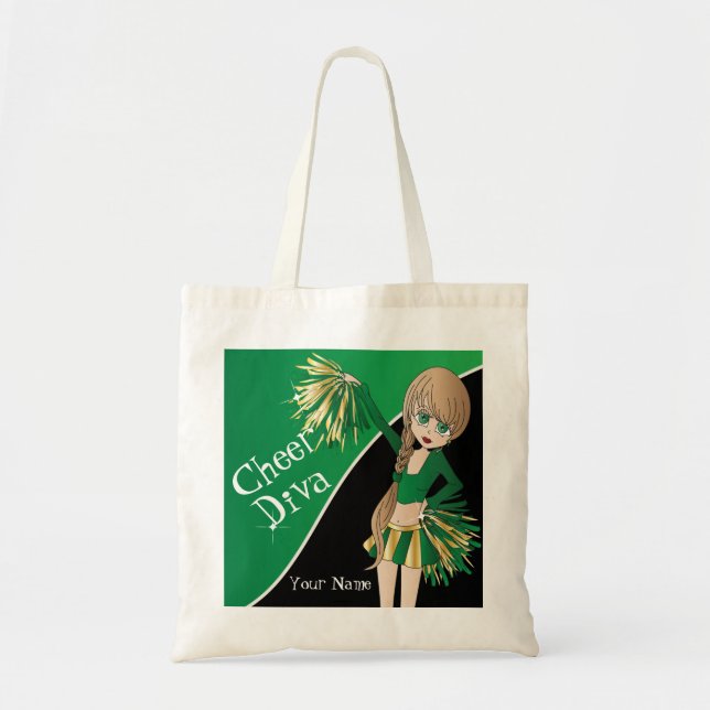 Bolsa Tote Cheer Diva Green Cheerleader (Frente)