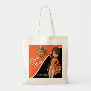 Bolsa Tote Cheer Diva Orange Cheerleader DIY Name