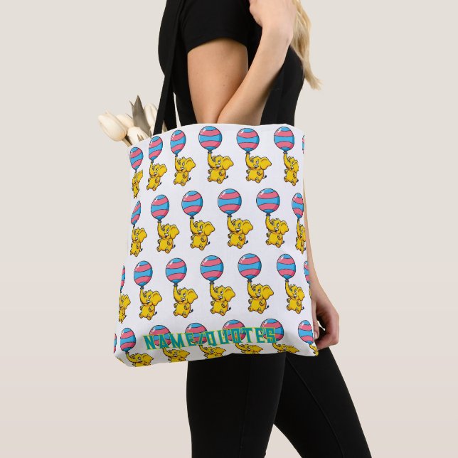 Bolsa Tote Cheerful Baby Elephant Hot Air Balloon (Close Up)