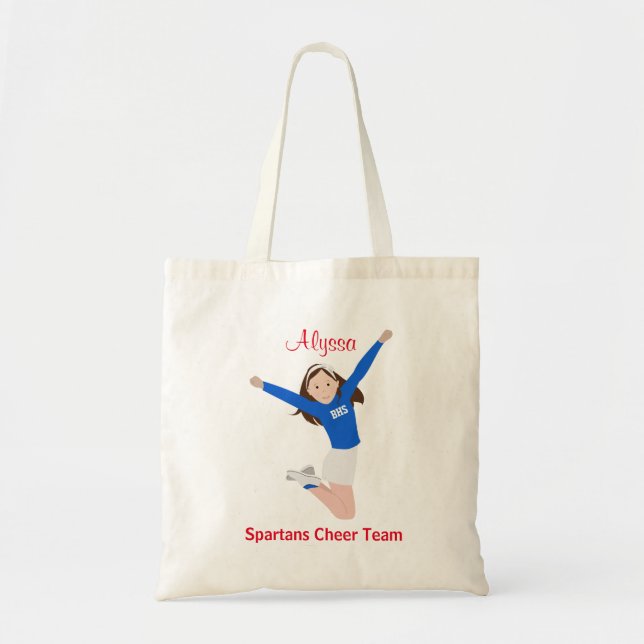 Bolsa Tote Cheerleader triguenho do cabelo em azul e em (Frente)