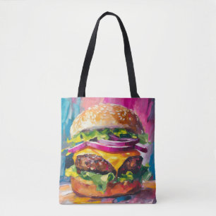 Bolsa Tote Cheeseburger Colorful Modern Abstrato Art