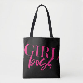 Bolsa Tote Chefe Garota | Rosa Em Preto | Moderno