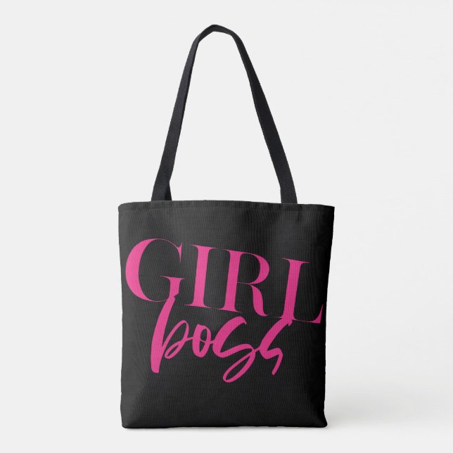 Bolsa Tote Chefe Garota | Rosa Em Preto | Moderno (Verso)
