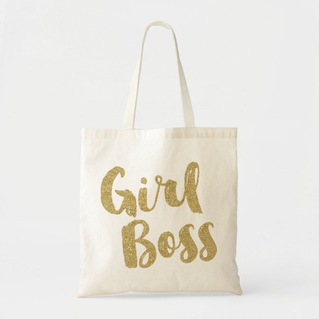 Bolsa Tote CHEFE MENINA Brilho Falso Dourado Visual Reutilizá (Frente)