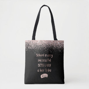 Bolsa Tote Chefe Motivacional Lady Rosa Dourada Glitter Girly