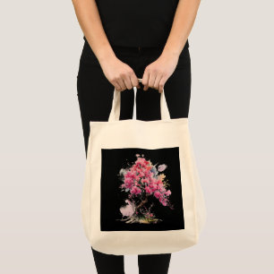 Bolsa Tote Cheio Bloomia Sakura Cerejeira Flor Árvore Aquarel