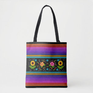 Bolsa Tote Cheio da barra colorida do Design mexicano
