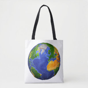 Bolsa Tote Cheio Da Terra Mostrando Dados Topográficos.