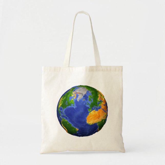 Bolsa Tote Cheio Da Terra Mostrando Dados Topográficos. (Frente)