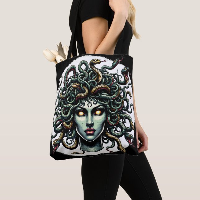 Bolsa Tote Cheio de Cobras do Green Gazing Medusa (Close Up)
