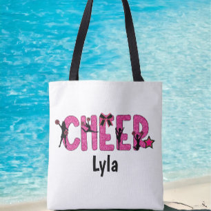 Bolsa Tote Cheiroleader Personalizado com Brilho Rosa