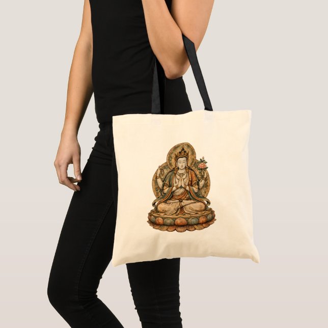 Bolsa Tote Chenrezig Bodhisattva Budista da Compaixão (Frente (produto))